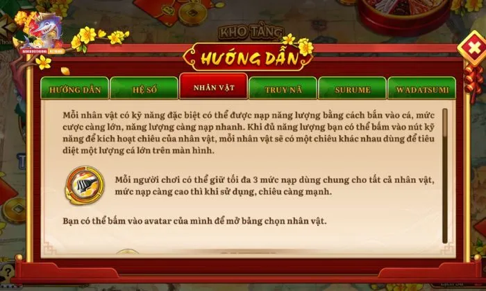 Bắn cá đại hải trình Các nhân vật người chơi có thể chọn trong bắn cá đại hải trình